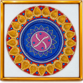 Handcrafted Grand Lotus Mandala 21-Diya Centerpiece Plate - 4 (Single Piece)