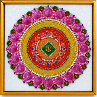 Handcrafted Grand Lotus Mandala 21-Diya Centerpiece Plate - 3 (Single Piece)