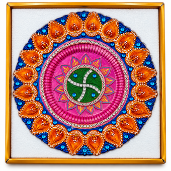 Handcrafted Grand Lotus Mandala 21-Diya Centerpiece Plate - 3 (Single Piece)