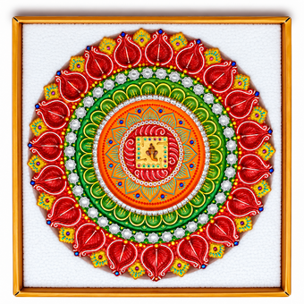 Handcrafted Grand Lotus Mandala 21-Diya Centerpiece Plate - 5 (Single Piece)