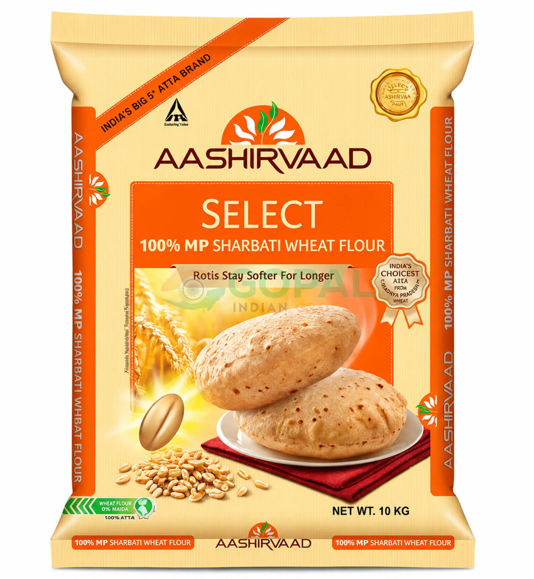 Aashirvaad Sharbati Atta 10Kg - Chappati Flour