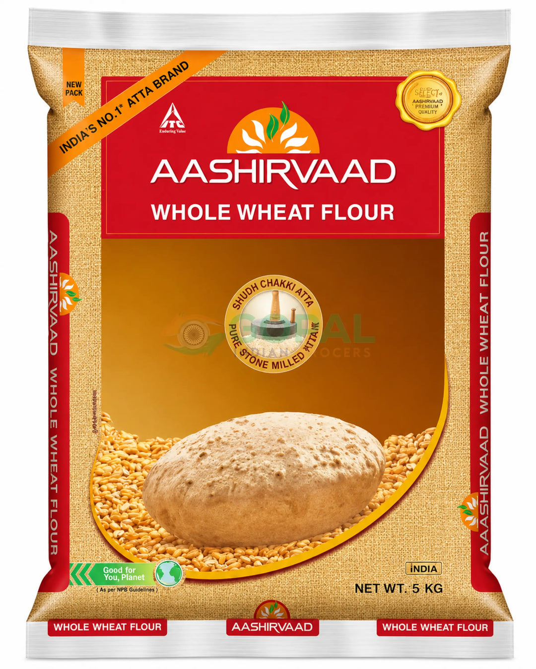 Aashirvaad Whole Wheat Flour 5Kg - Chappati Flour