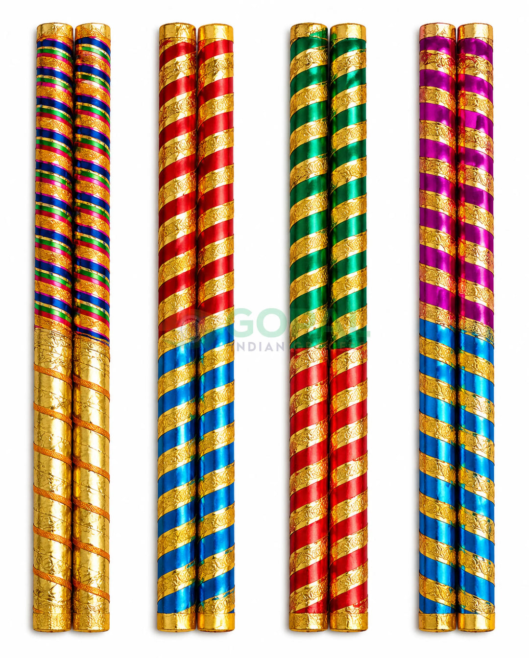 Ajmeri Spiral Ribbon Work Dandiya Sticks Small (Pair) - Navratri Special