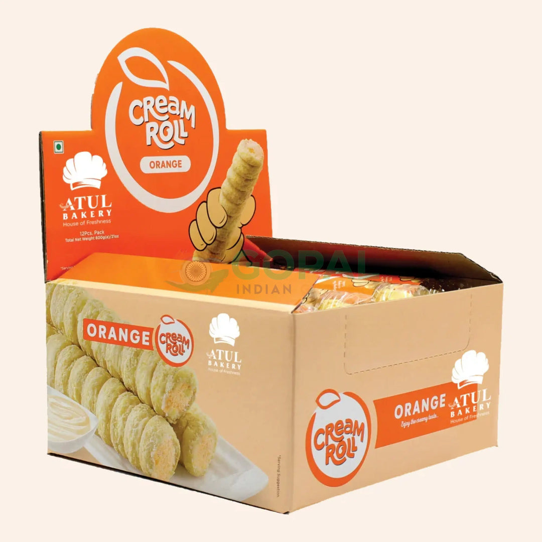 ATUL CREAM ROLL ORANGE BOX OF 12 - Biscuits & Cookies