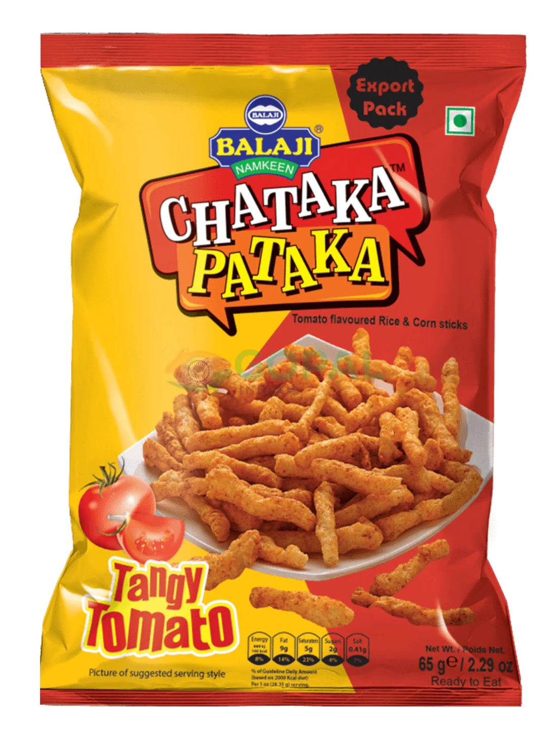Balaji Chataka Pataka Tomato Tangy 65g - Crisps & Kurkure