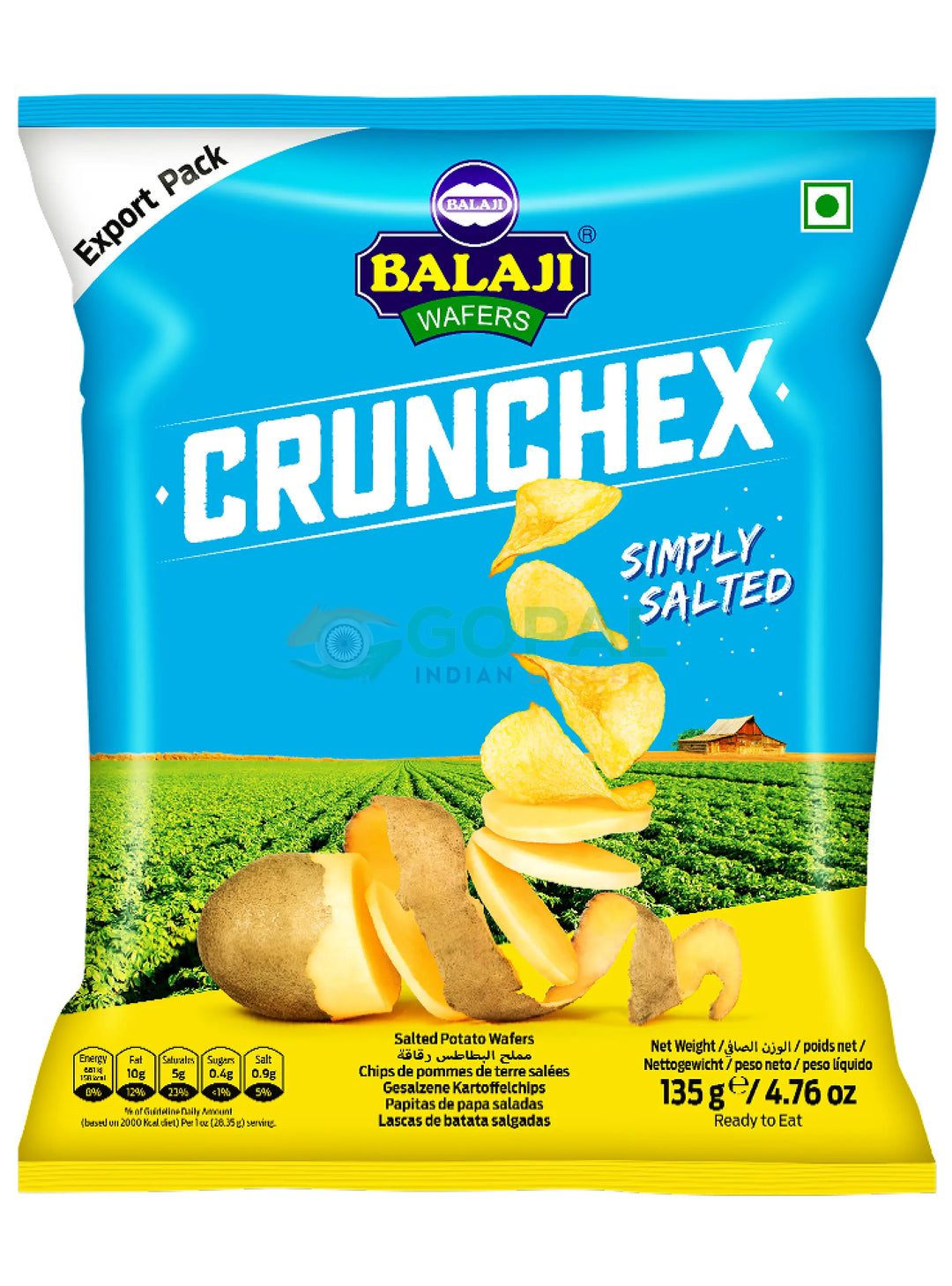 Balaji Crunchex Simply Salted 135g - Farali Snacks
