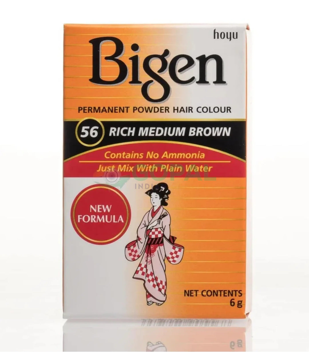 Bigen Permanent Powder Hair Colour (56) Medium Brown 6g - Hair Color