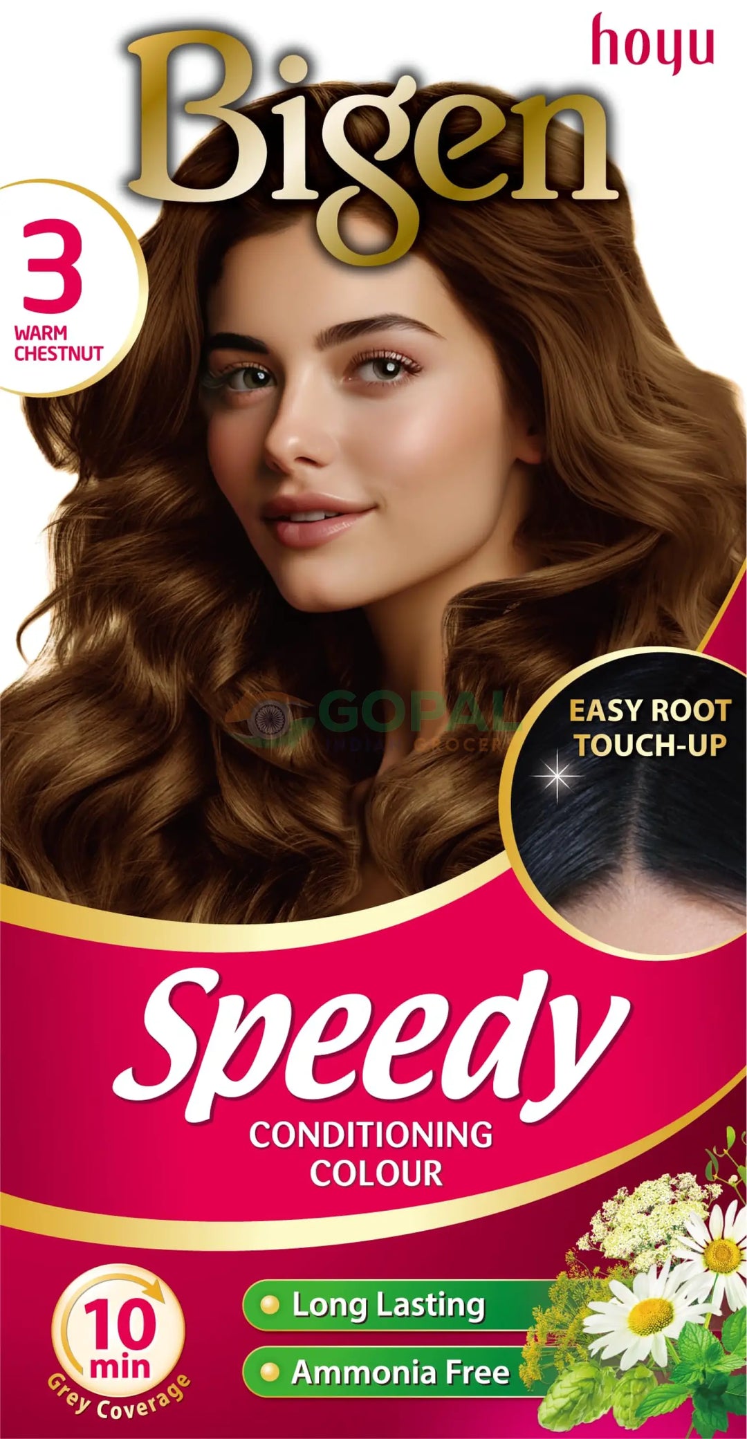 Bigen Women’s Speedy Colour (3) Warm Chestnut 80g - Hair Color