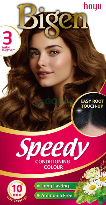 Bigen Women’s Speedy Colour (3) Warm Chestnut 80g - Hair Color