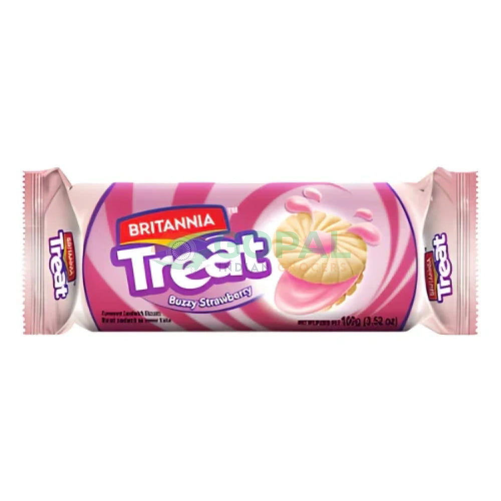 Britannia Treat Sandwich Strawberry Biscuits 100g - Biscuits & Cookies