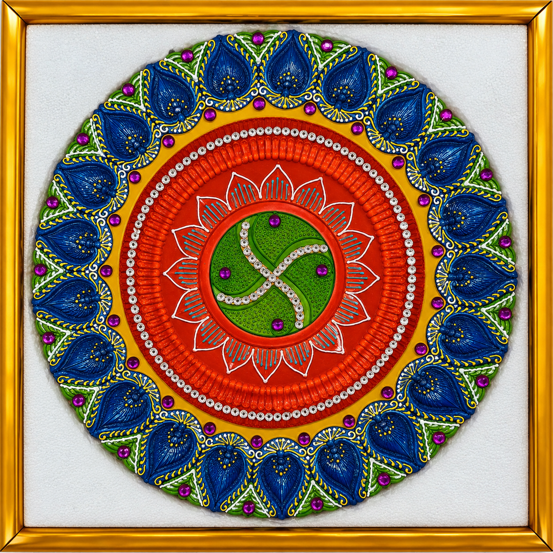 Handcrafted Grand Lotus Mandala 21-Diya Centerpiece Plate - 2 (Single Piece)
