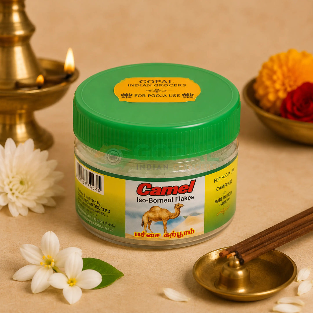 Camel Iso-Borneol Flakes (Camphor Flakes) 25g - Pooja Essentials