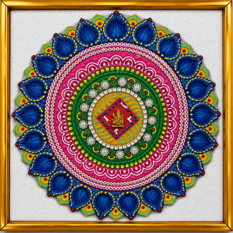 Handcrafted Grand Lotus Mandala 21-Diya Centerpiece Plate - 4 (Single Piece)