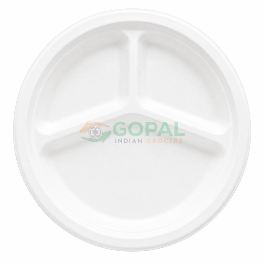 DID 10’’ 3 Compartment Biodegradable Bagasse Plates 50 Pcs - Disposables