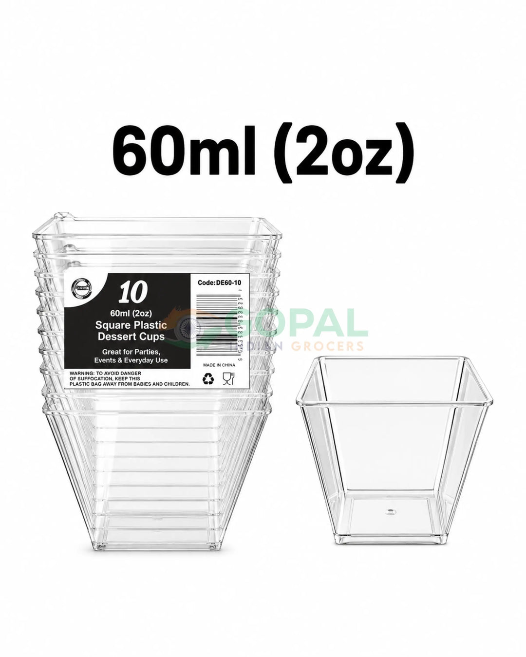 DID 10Pcs Square Plastic Dessert Cups (60ml / 2oz) - Disposables