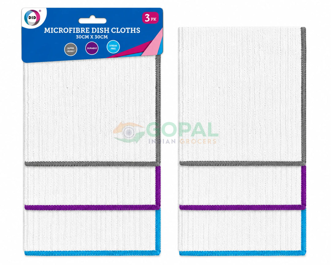 DID 3PK Microfibre Dish Cloths 30cm x 30cm - Cleaning Products