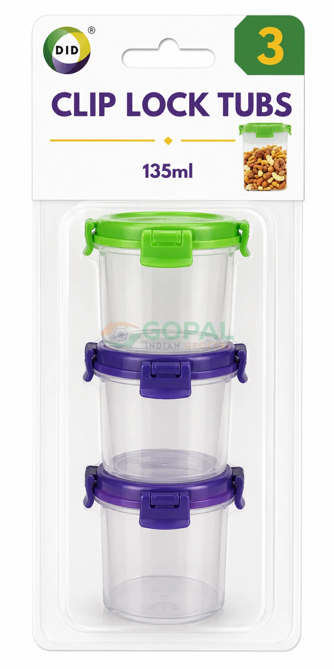 DID Clip Lock Storage Tubs 135ml (3-Pack) - Kitchen Utensils