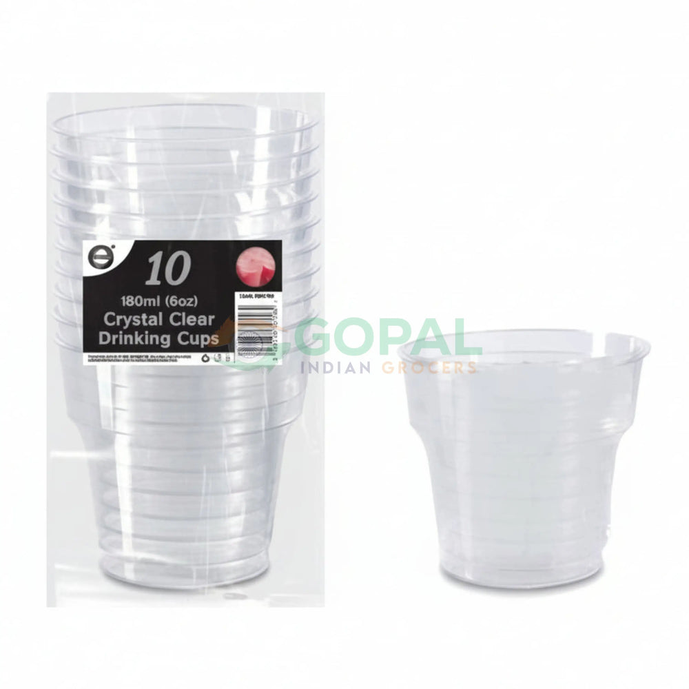 DID Crystal Clear Reusable Drinking Cups 10Pcs (180ml (6oz)) - Disposables