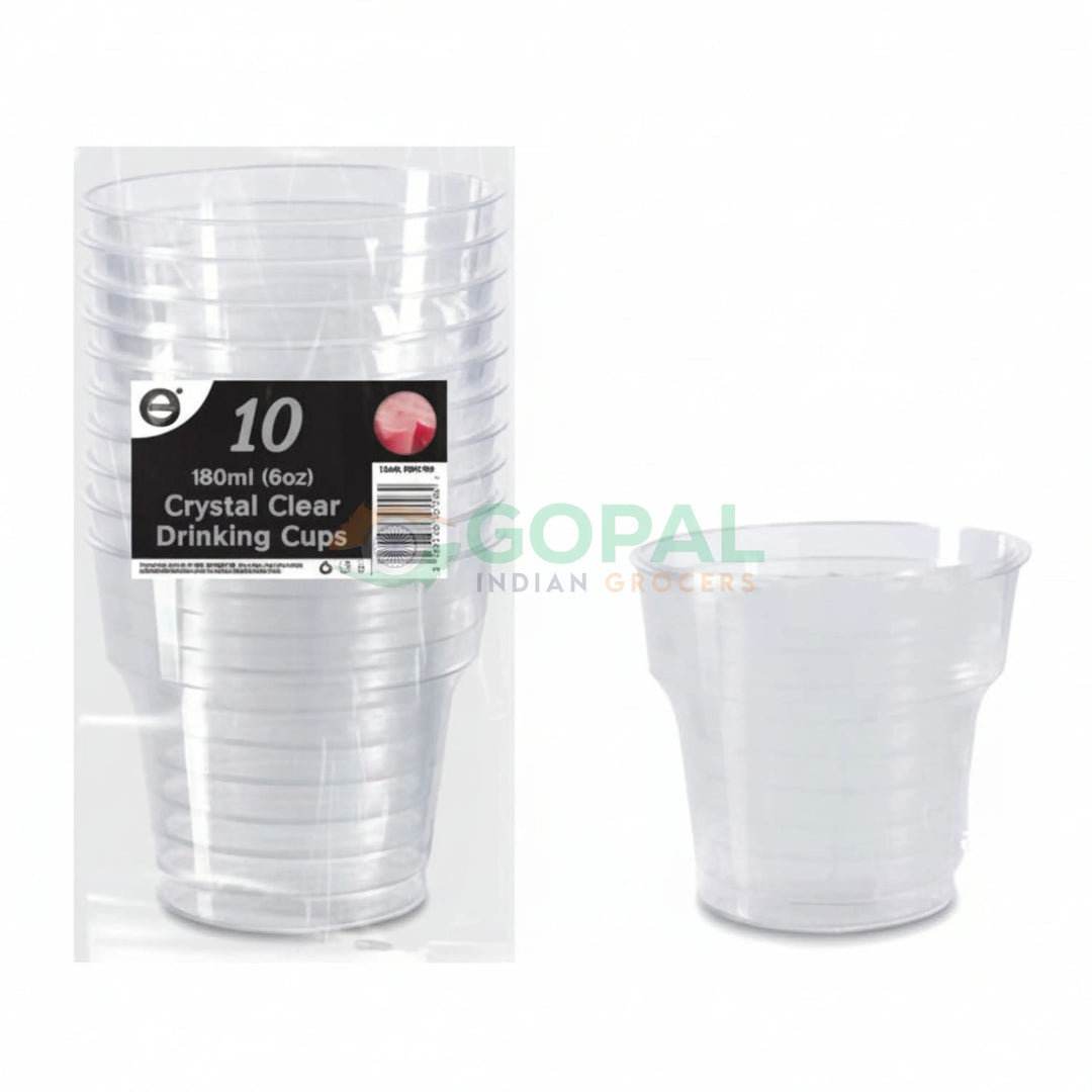 DID Crystal Clear Reusable Drinking Cups 10Pcs (180ml (6oz)) - Disposables