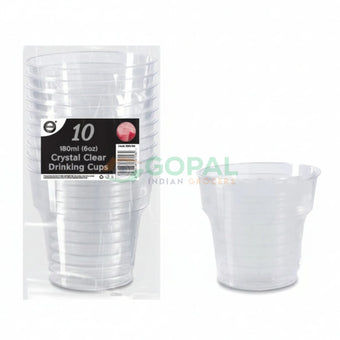 DID Crystal Clear Reusable Drinking Cups 10Pcs (180ml (6oz)) - Disposables