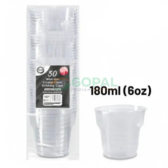 DID Crystal Clear Reusable Drinking Cups 50Pcs (180ml (6oz)) - Disposables