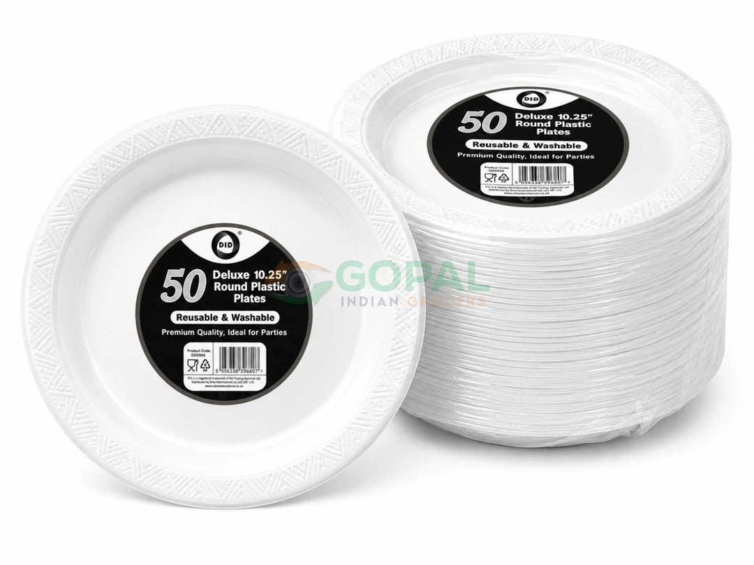 DID Deluxe 10.25’’ Round Plastic Plates 50 PCS - Disposables