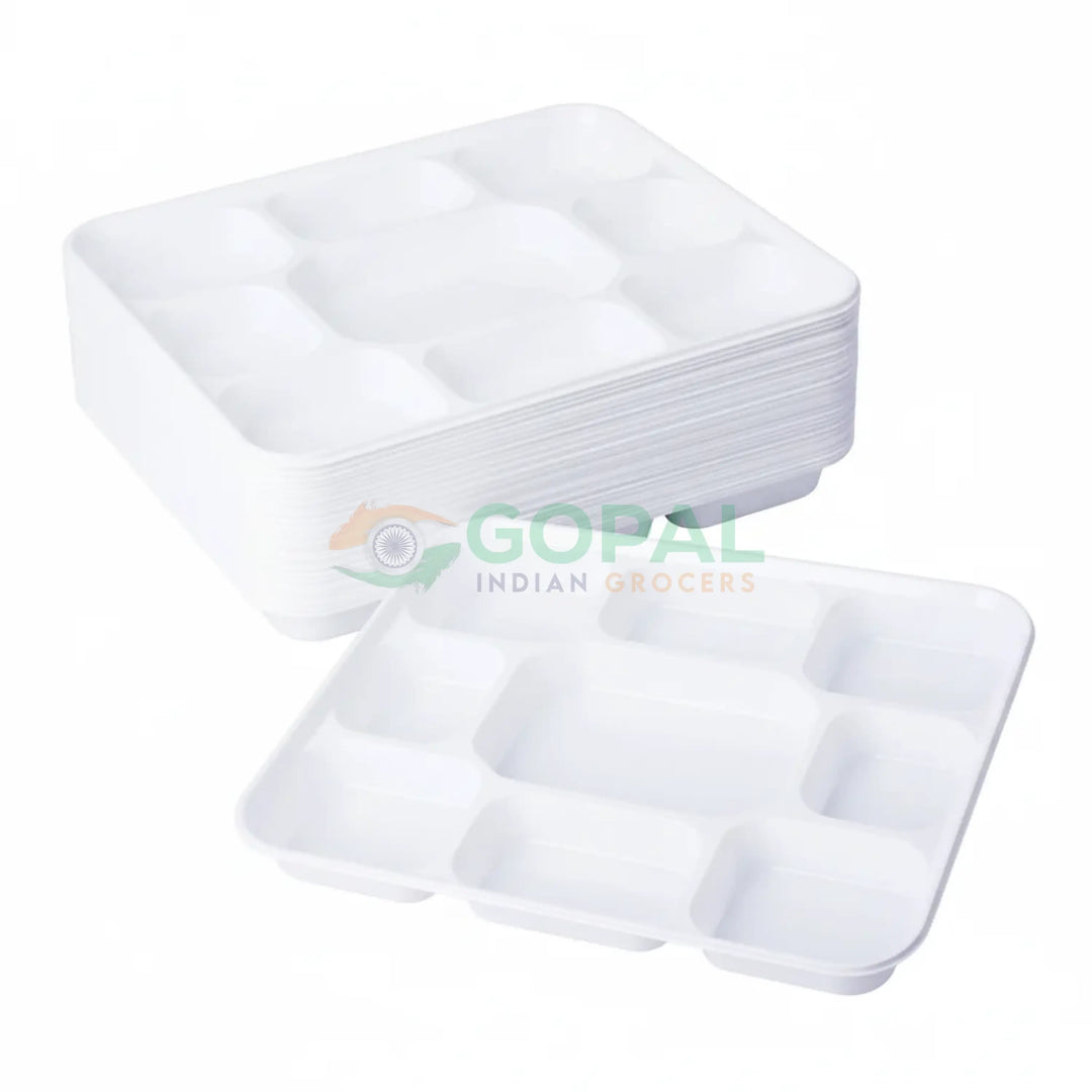 DID Deluxe Heavy Duty 9 Compartment Plastic Dinner Plates 50 PCS - Disposables