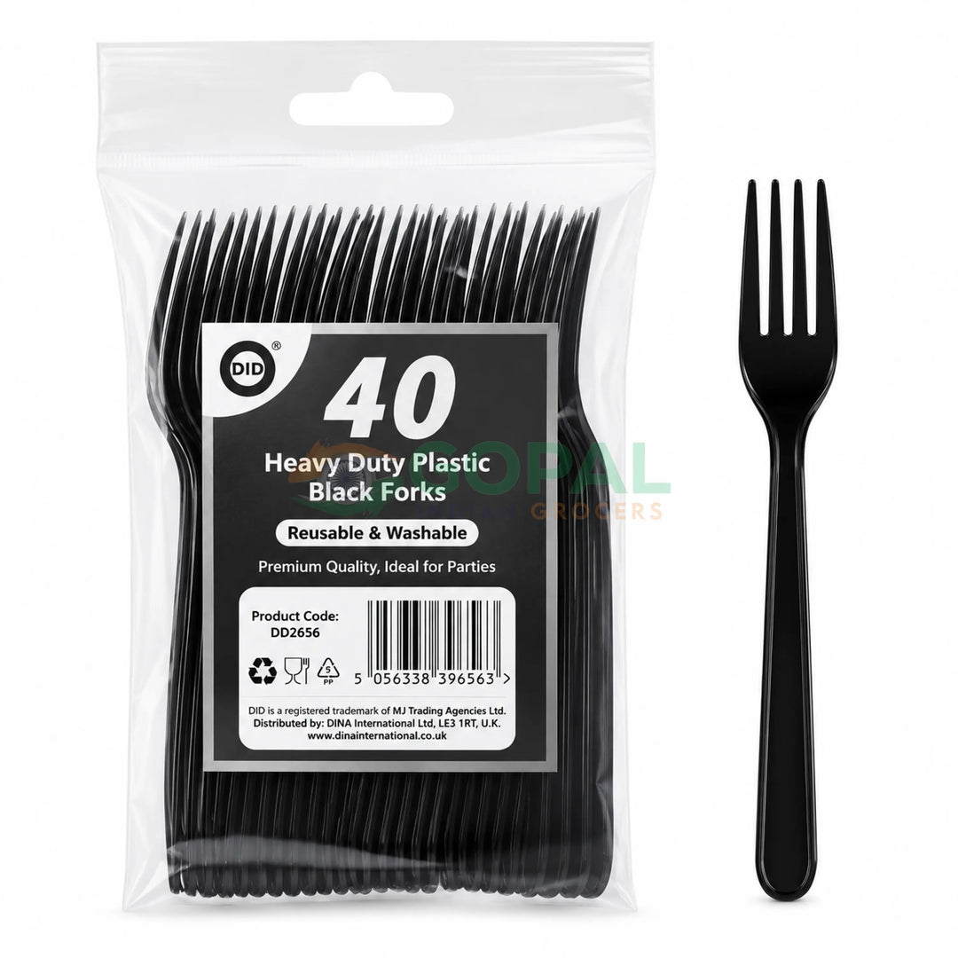 DID Heavy Duty Plastic Black Forks 40Pcs - Disposables