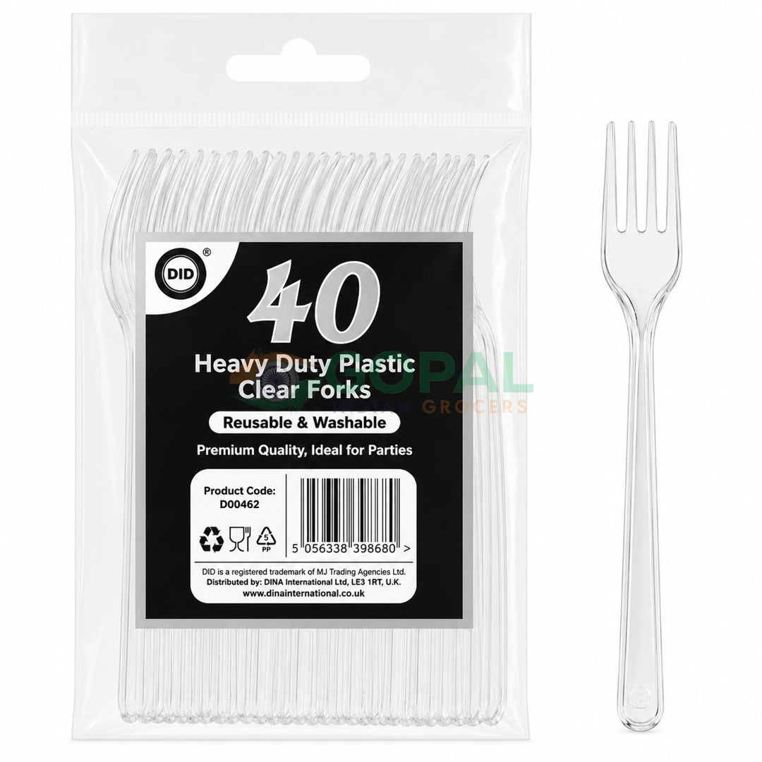 DID Heavy Duty Plastic Clear Forks 40Pcs - Disposables