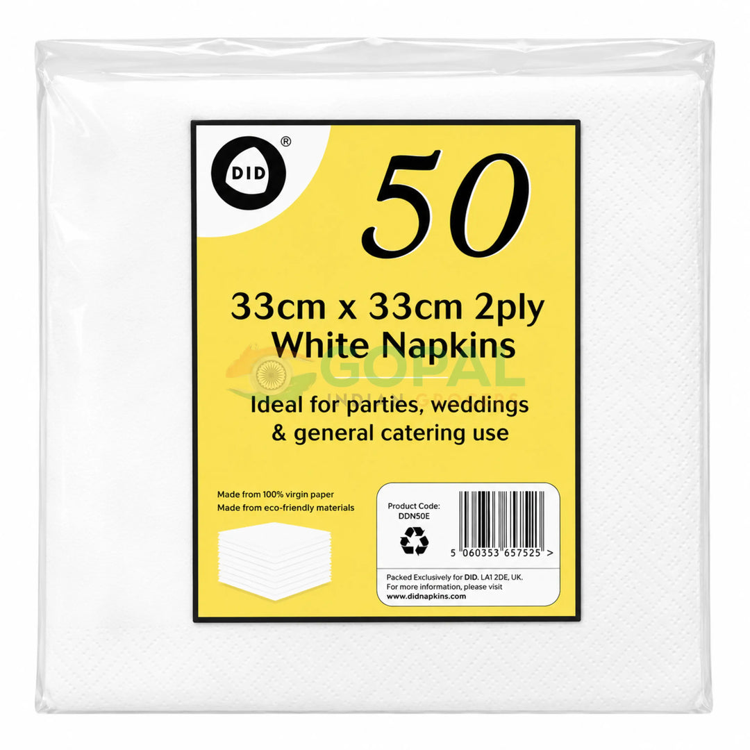 DID Napkins 33cm x 33cm 2ply White 50Pcs - Tissues & Napkins