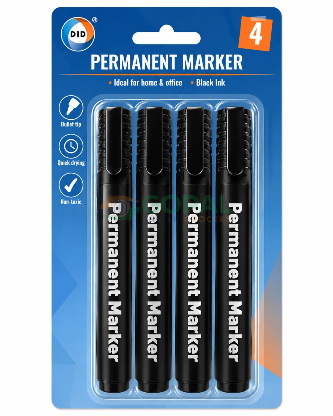 DID Permanent Markers Black 4Pcs - Other Essentials