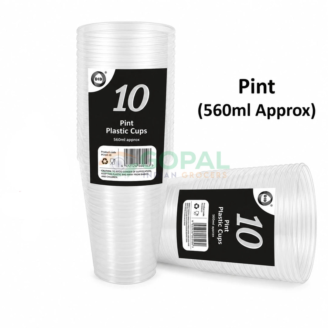 DID Pint Plastic Cups 10Pcs - Clear - Disposables
