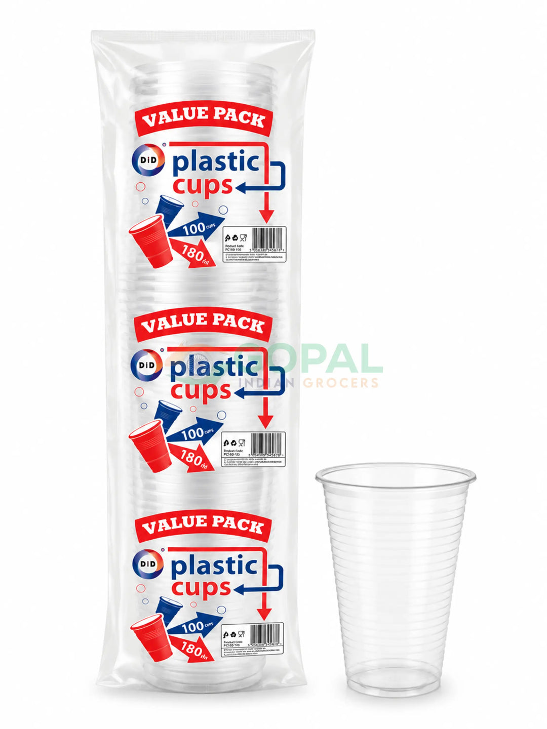 DID Plastic Cups 180cc (100Pcs) - Clear - Disposables