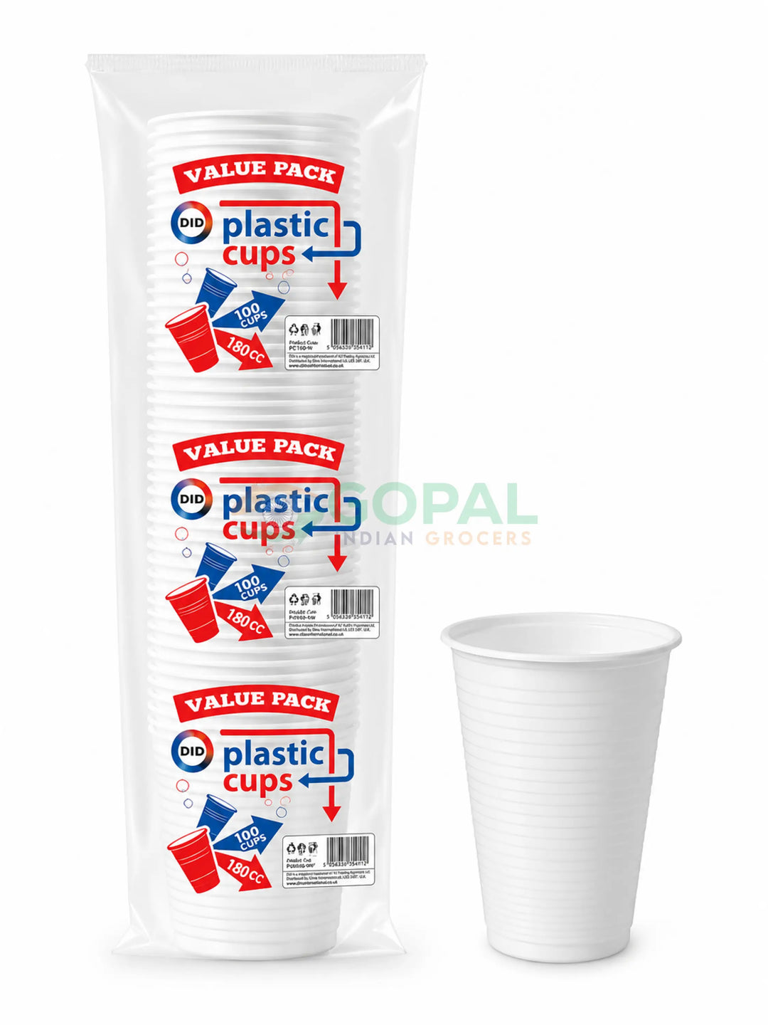 DID Plastic Cups 180cc (100Pcs) - White - Disposables