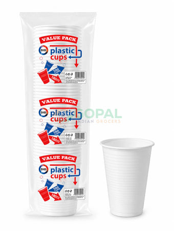 DID Plastic Cups 180cc (100Pcs) - White - Disposables