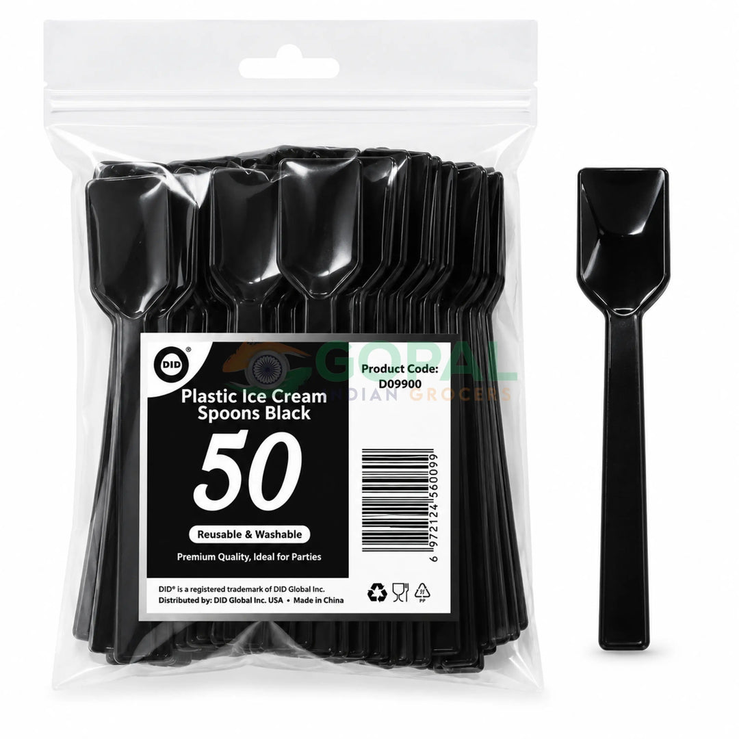 DID Plastic Ice Cream Spoons Black 50Pcs - Disposables