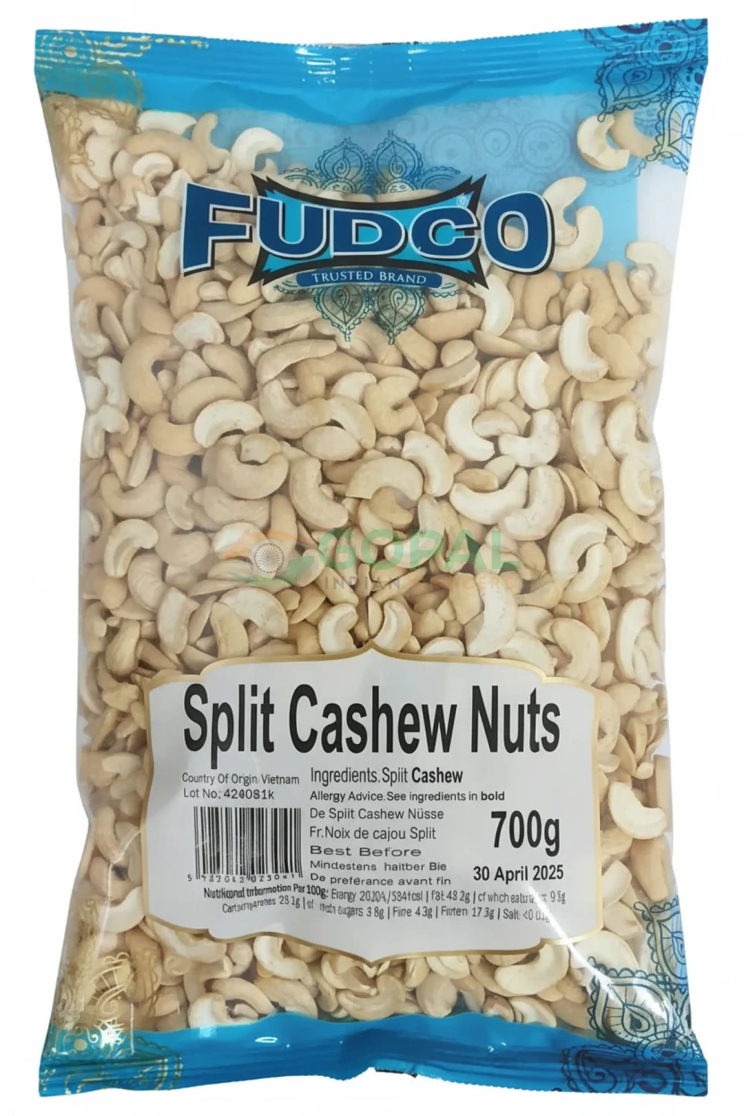 Fudco Cashew Nut Splits 700g - Nuts