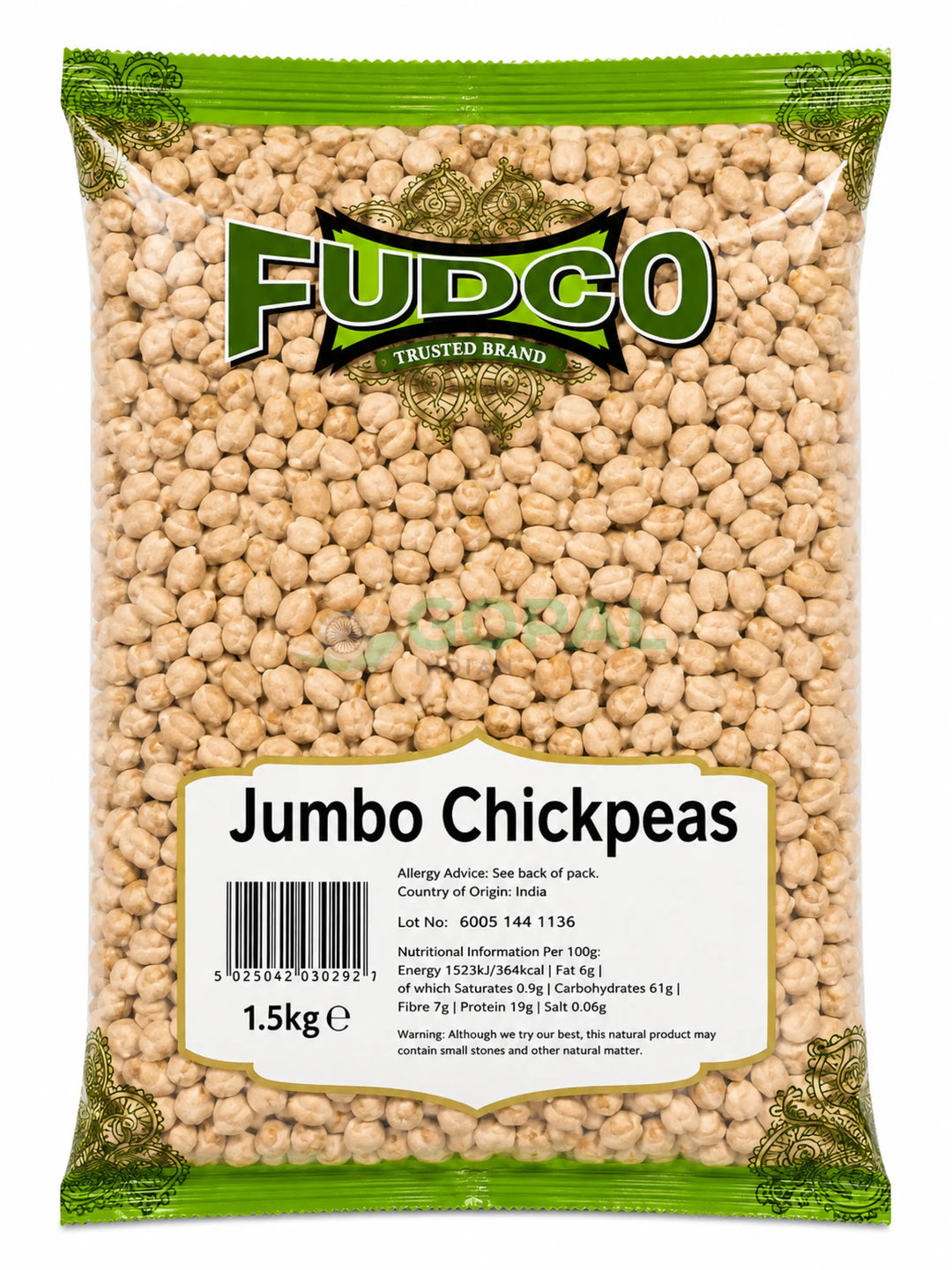 Fudco Chick Peas Jumbo 1.5kg - Beans & Peas