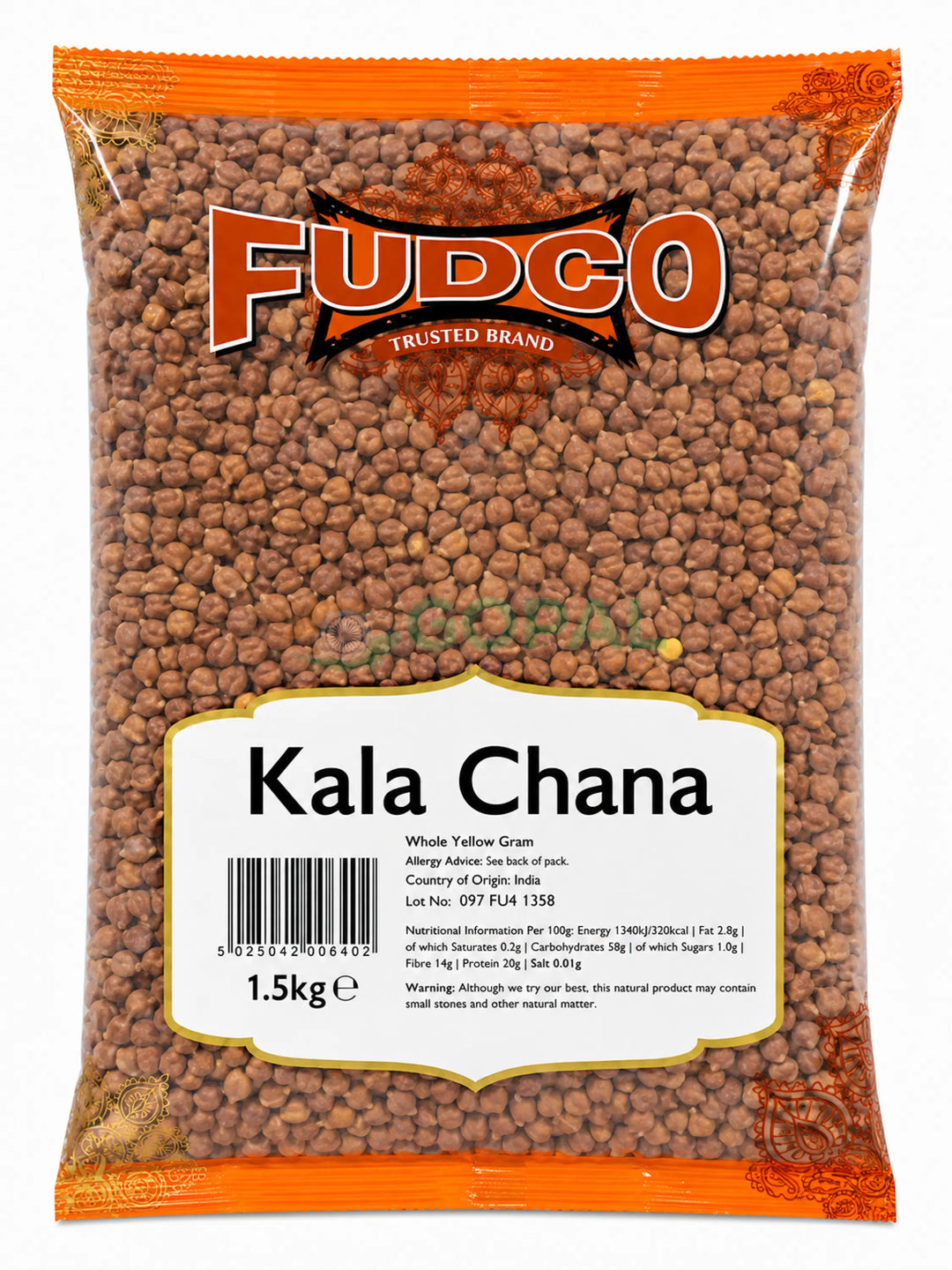 Fudco Kala Chana (Brown Chickpeas) 1.5Kg - Beans & Peas