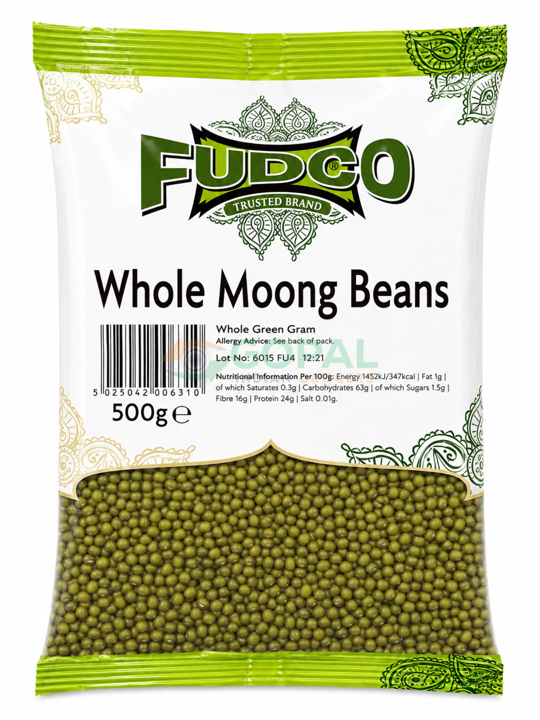 Fudco Moong Beans Aust 500g - Beans & Peas