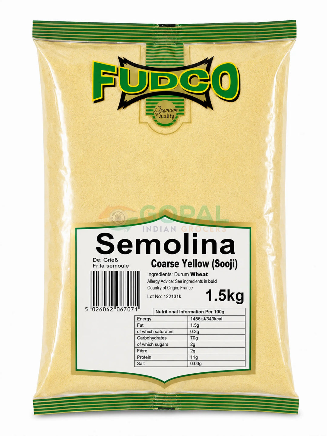 Fudco Semolina Coarse Yellow (Sooji) 1.5kg - Semolina