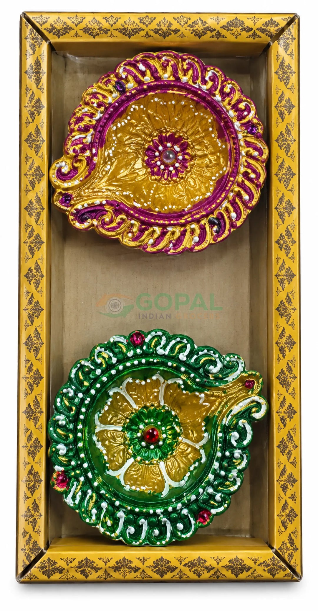 Handcrafted Designer Floral Bloom Terracotta Diya Set (Pack of 2) - Diwali