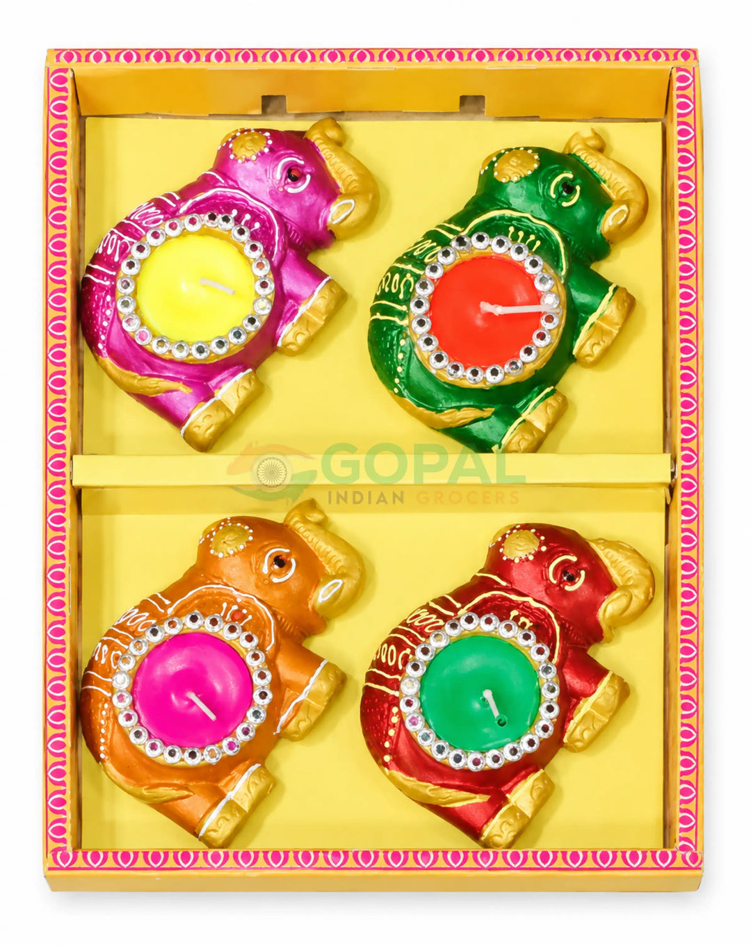 Handcrafted Royal Elephant Wax Diya Set (Pack of 4) - Diwali