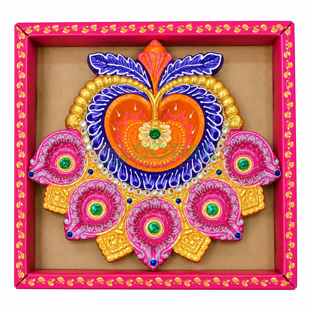 Handcrafted Royal Multi-Diya Centerpiece Plate (Single Piece) - Diwali