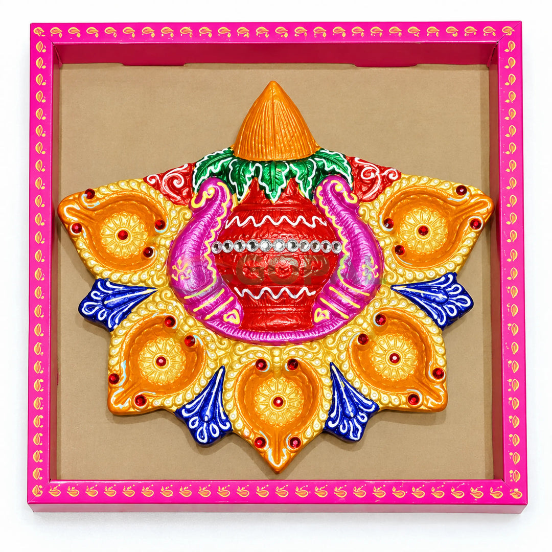 Handcrafted Sacred Kalash Multi-Diya Centerpiece Plate (Single Piece) - Diwali