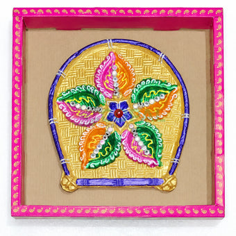 Handcrafted Traditional Supra Multi-Diya Centerpiece Plate (Single Piece) - Diwali