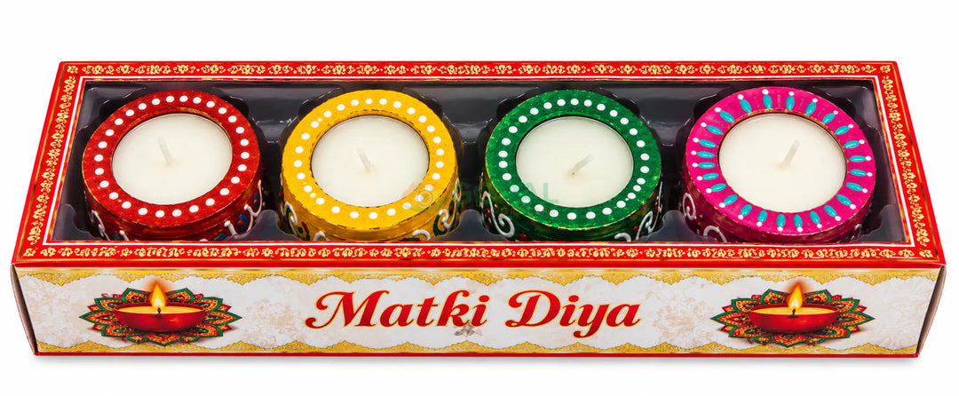 Handcrafted Wax-Filled Matki Terracotta Diya Set (Set of 4) - Diwali