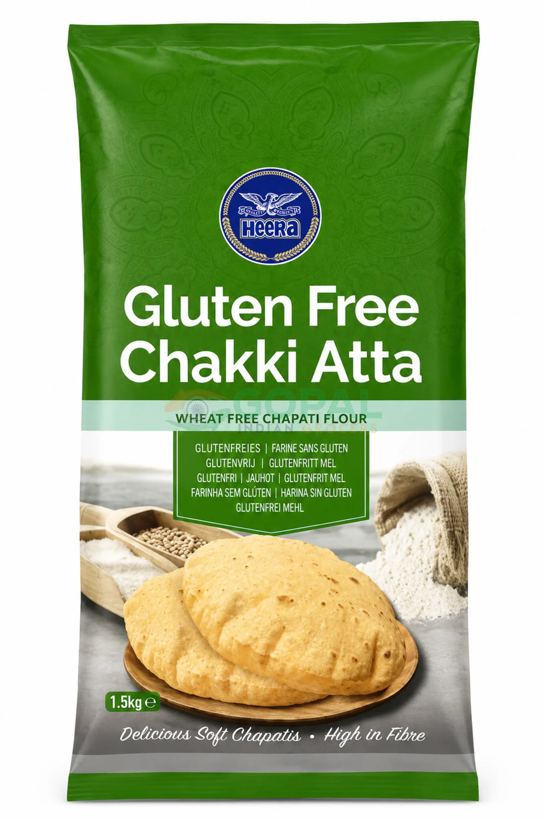 Heera Gluten Free Chakki Atta 1.5Kg - Chappati Flour
