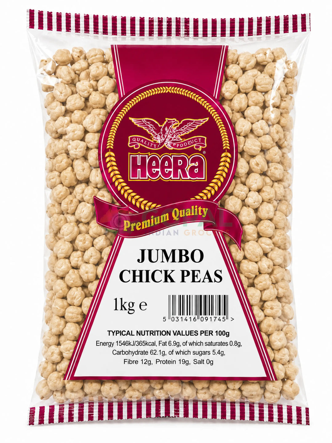 Heera Jumbo Chick Peas 1kg - Beans & Peas