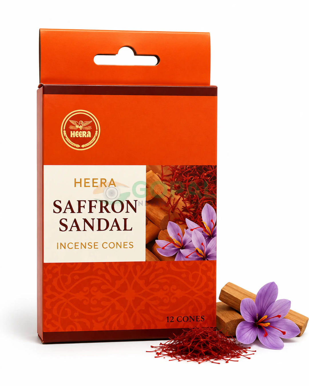 Heera Saffron Sandal Incense Cones (12 Cones) - Incense / Dhoop